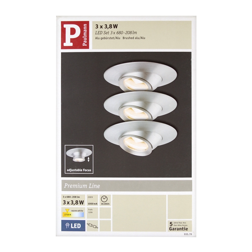Paulmann 93579 - SET 3xLampă încastrată LED 3xLED/3,8W/230/12V