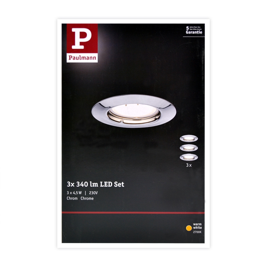 Paulmann 93657 - SET 3x LED/GU10/4,5W Corp de iluminat încastrat 230V