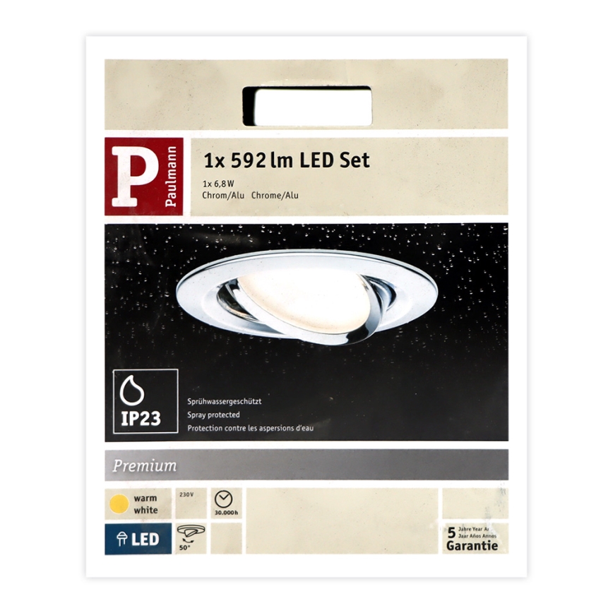 Paulmann 93867 - Corp de iluminat încastrat pentru baie COIN LED 6,8W IP23 230V