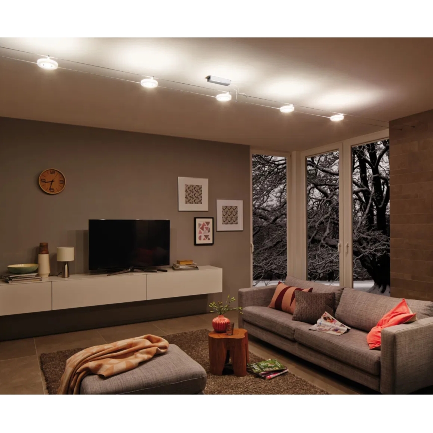 Paulmann 94109 - Set complet sistem pe cablu MAC, 5x LED/4,3W, 230V, alb