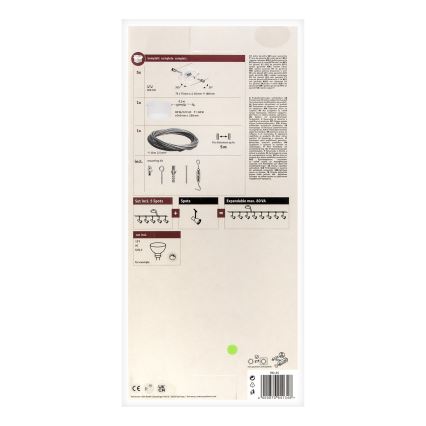 Paulmann 94134 - Set 5x GU5.3/10W, sistem complet pe cablu MAC, 230V, alb