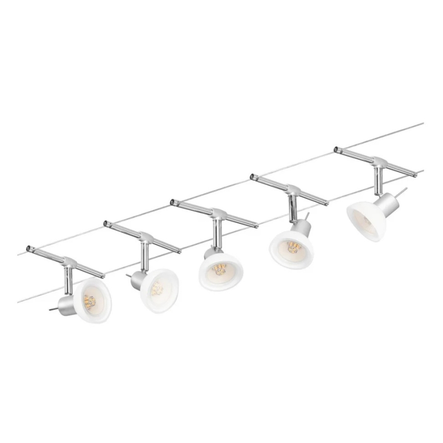 Paulmann 94136 - Set 5x GU5.3/10W, sistem complet cu cablu SHEELA 230V, crom lucios