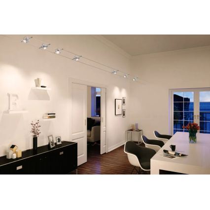 Paulmann 94152 - Sistem complet cu cablu MAC 230V, set de 7 socluri GU5,3/10W, crom mat