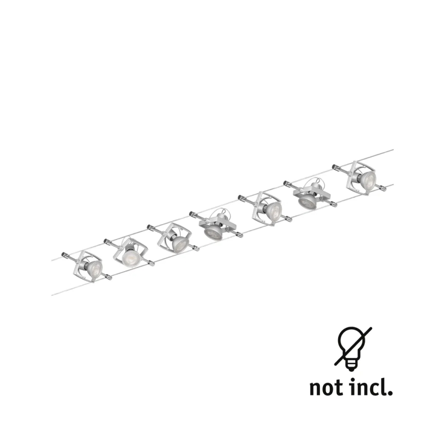 Paulmann 94152 - Sistem complet cu cablu MAC 230V, set de 7 socluri GU5,3/10W, crom mat
