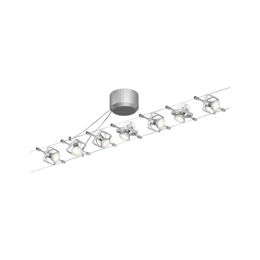 Paulmann 94152 - Sistem complet cu cablu MAC 230V, set de 7 socluri GU5,3/10W, crom mat