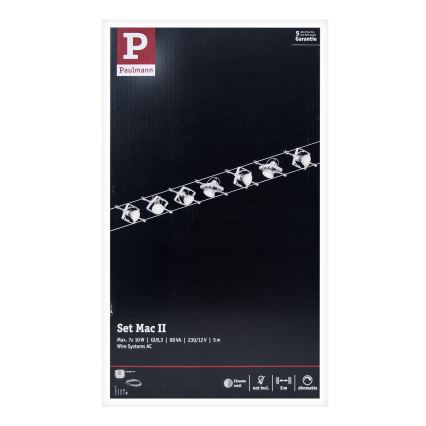Paulmann 94152 - Sistem complet cu cablu MAC 230V, set de 7 socluri GU5,3/10W, crom mat