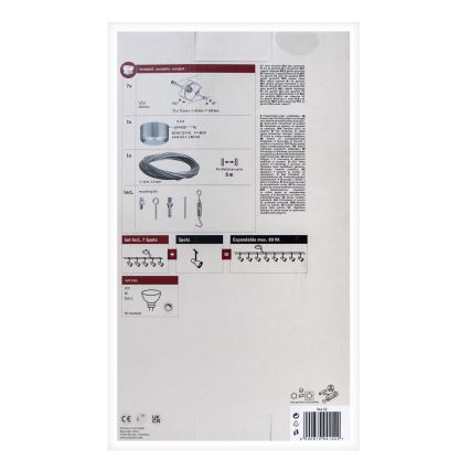 Paulmann 94152 - Sistem complet cu cablu MAC 230V, set de 7 socluri GU5,3/10W, crom mat