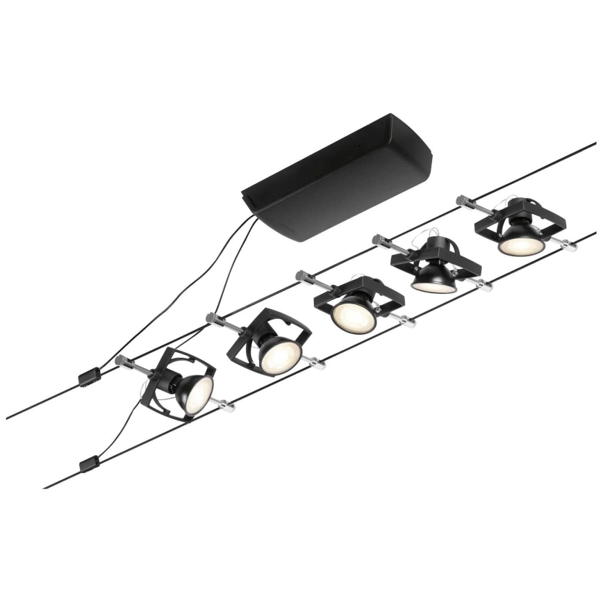 Paulmann 94434 - SET 5xGU5,3/10W Spot pentru sistem cu cablu MAC 230V negru
