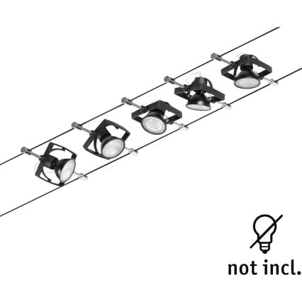 Paulmann 94434 - SET 5xGU5,3/10W Spot pentru sistem cu cablu MAC 230V negru