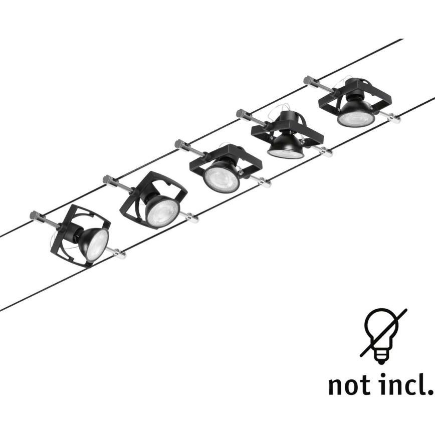 Paulmann 94434 - SET 5xGU5,3/10W Spot pentru sistem cu cablu MAC 230V negru