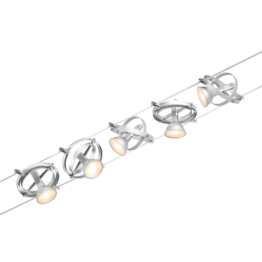 Paulmann 94436 - SET 5xGU5,3/10W Spot pentru sistemul cu cablu CARDAN 230V crom mat