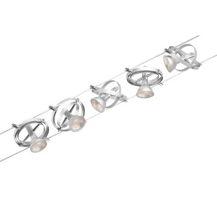 Paulmann 94436 - SET 5xGU5,3/10W Spot pentru sistemul cu cablu CARDAN 230V crom mat