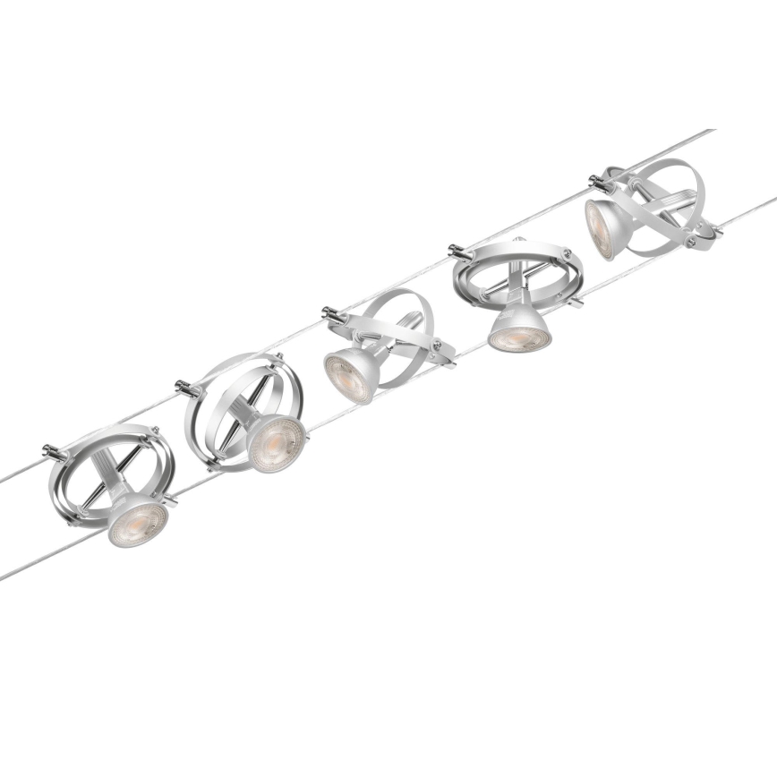 Paulmann 94436 - SET 5xGU5,3/10W Spot pentru sistemul cu cablu CARDAN 230V crom mat