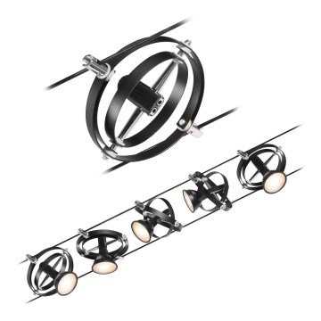 Paulmann 94440 - Set 5xGU5,3/10W sistem complet cu cablu CARDAN 230V negru