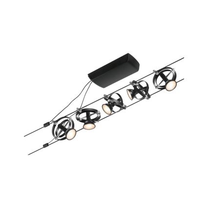 Paulmann 94440 - Set 5xGU5,3/10W sistem complet cu cablu CARDAN 230V negru
