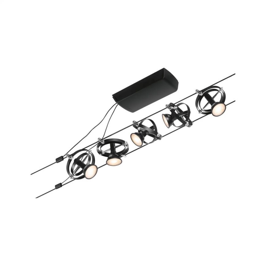 Paulmann 94440 - Set 5xGU5,3/10W sistem complet cu cablu CARDAN 230V negru