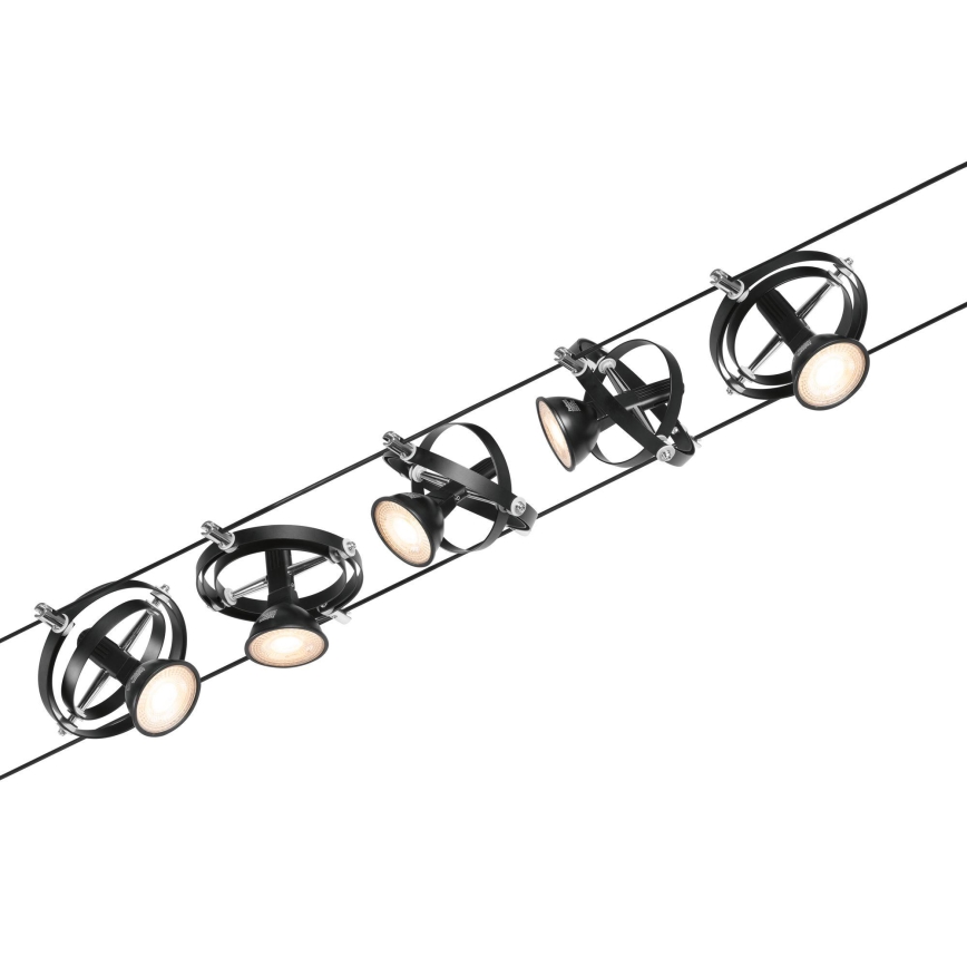 Paulmann 94440 - Set 5xGU5,3/10W sistem complet cu cablu CARDAN 230V negru