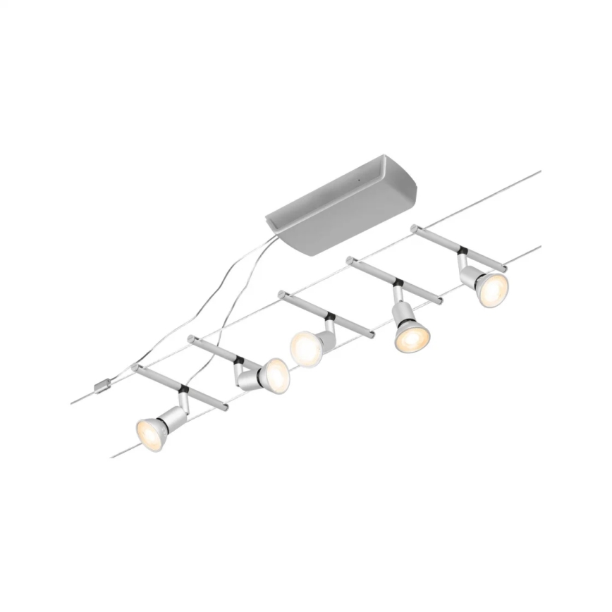 Paulmann 94442 - Set 5x GU5.3/10W, sistem complet cu cablu SALT 230V, crom mat