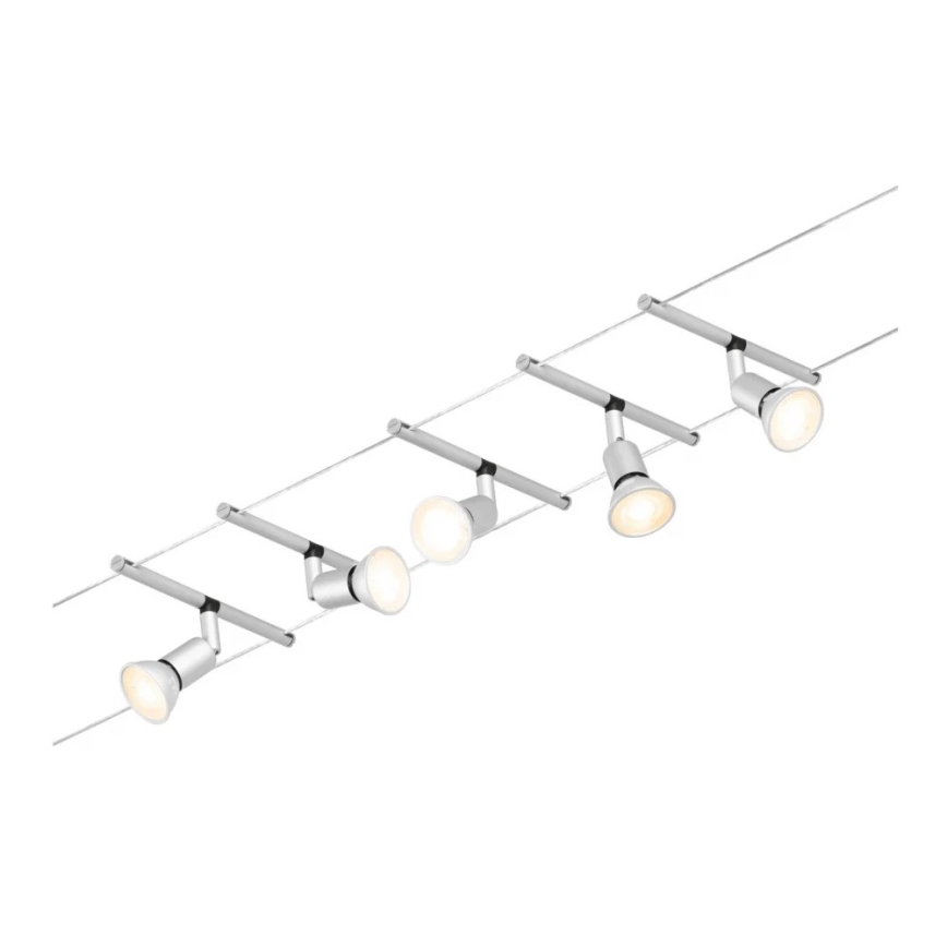 Paulmann 94442 - Set 5x GU5.3/10W, sistem complet cu cablu SALT 230V, crom mat