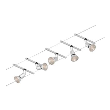 Paulmann 94442 - Set 5x GU5.3/10W, sistem complet cu cablu SALT 230V, crom mat