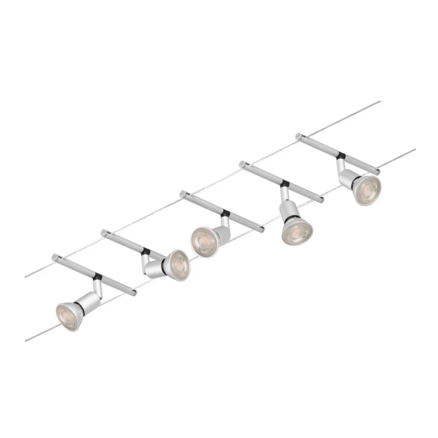 Paulmann 94442 - Set 5x GU5.3/10W, sistem complet cu cablu SALT 230V, crom mat