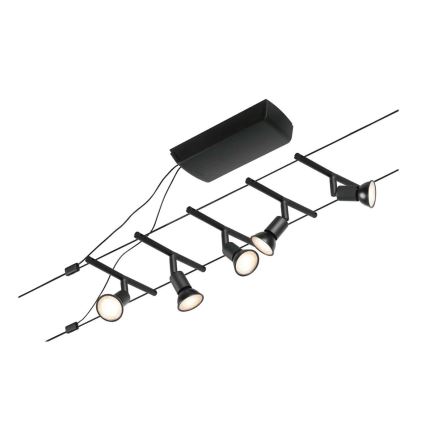 Paulmann 94446 - Sistem complet cu cablu SALT, 230 V, set 5 x GU5,3/10W, negru
