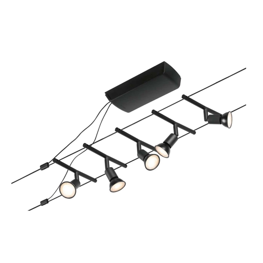 Paulmann 94446 - Sistem complet cu cablu SALT, 230 V, set 5 x GU5,3/10W, negru
