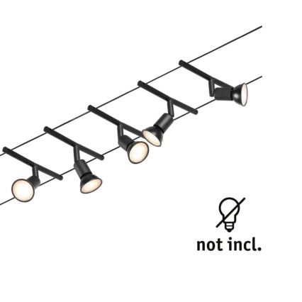 Paulmann 94446 - Sistem complet cu cablu SALT, 230 V, set 5 x GU5,3/10W, negru