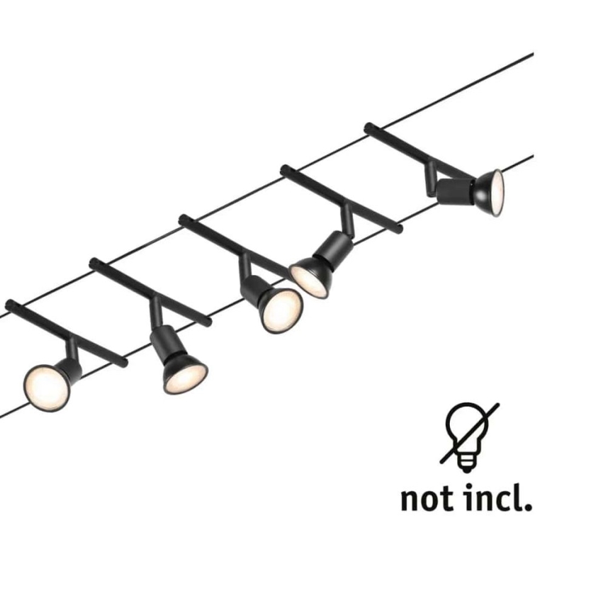 Paulmann 94446 - Sistem complet cu cablu SALT, 230 V, set 5 x GU5,3/10W, negru