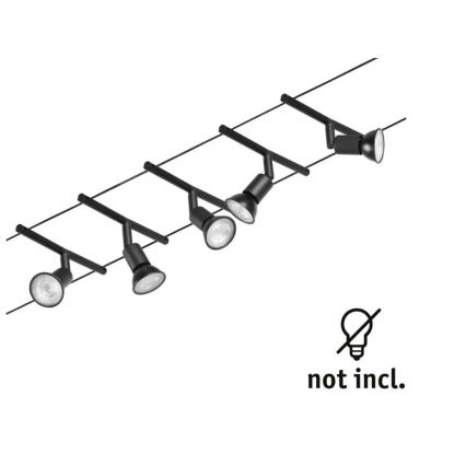 Paulmann 94446 - Sistem complet cu cablu SALT, 230 V, set 5 x GU5,3/10W, negru