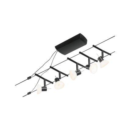 Paulmann 94450 - Set 5x GU5.3/10W Sistem complet cu cablu SHEELA 230V, negru
