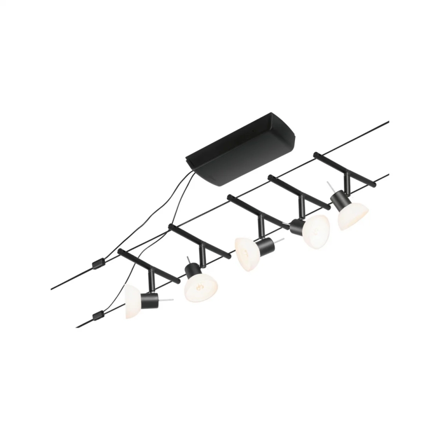 Paulmann 94450 - Set 5x GU5.3/10W Sistem complet cu cablu SHEELA 230V, negru