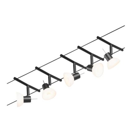 Paulmann 94450 - Set 5x GU5.3/10W Sistem complet cu cablu SHEELA 230V, negru