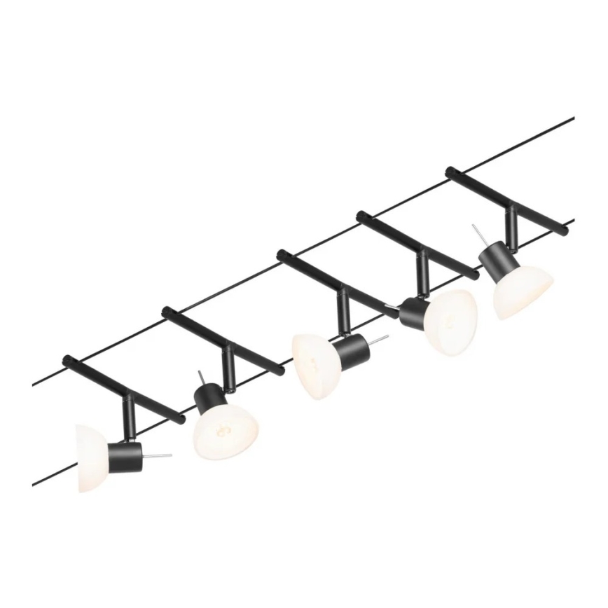 Paulmann 94450 - Set 5x GU5.3/10W Sistem complet cu cablu SHEELA 230V, negru