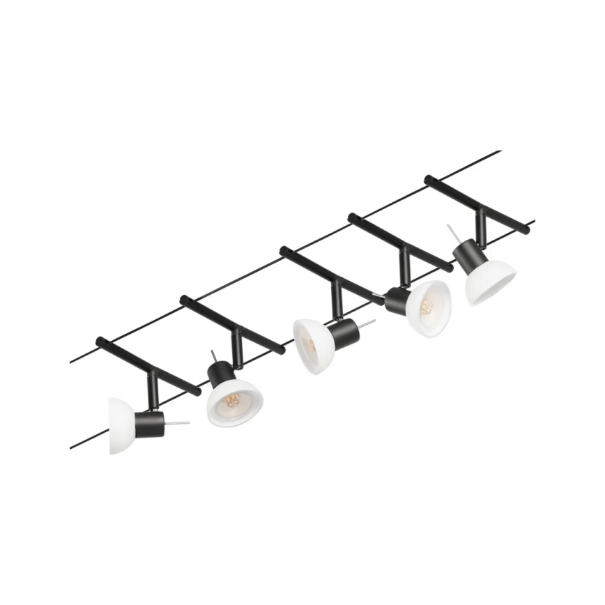 Paulmann 94450 - Set 5x GU5.3/10W Sistem complet cu cablu SHEELA 230V, negru