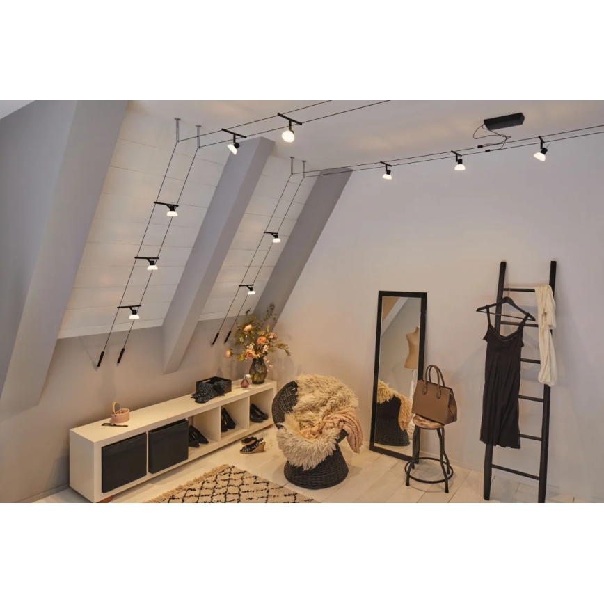 Paulmann 94450 - SET 5xGU5,3/10W Spoturi pentru sistem cu cablu SHEELA 230V negru