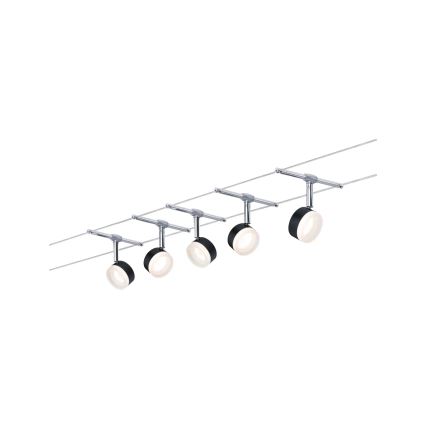 Paulmann 94457 - Set 5x LED, 4W, sistem de cablu complet CLEAR, 230V, negru/crom lucios