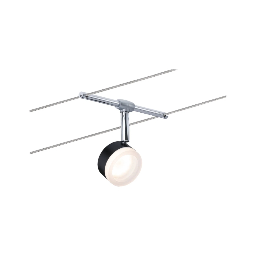 Paulmann 94457 - Set 5x LED, 4W, sistem de cablu complet CLEAR, 230V, negru/crom lucios