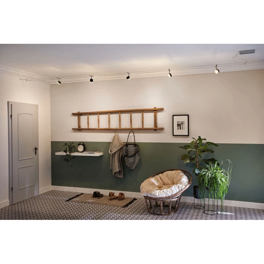 Paulmann 94457 - Set 5x spoturi LED 4W pentru sistem cu cablu CLEAR 230V negru/crom lucios