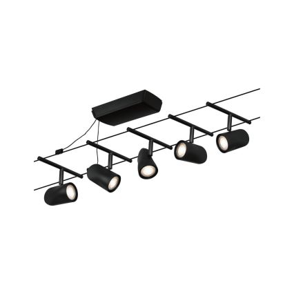 Paulmann 94469 - Set 5xGU5,3/10W, sistem complet pe cablu CUP, 230V, negru