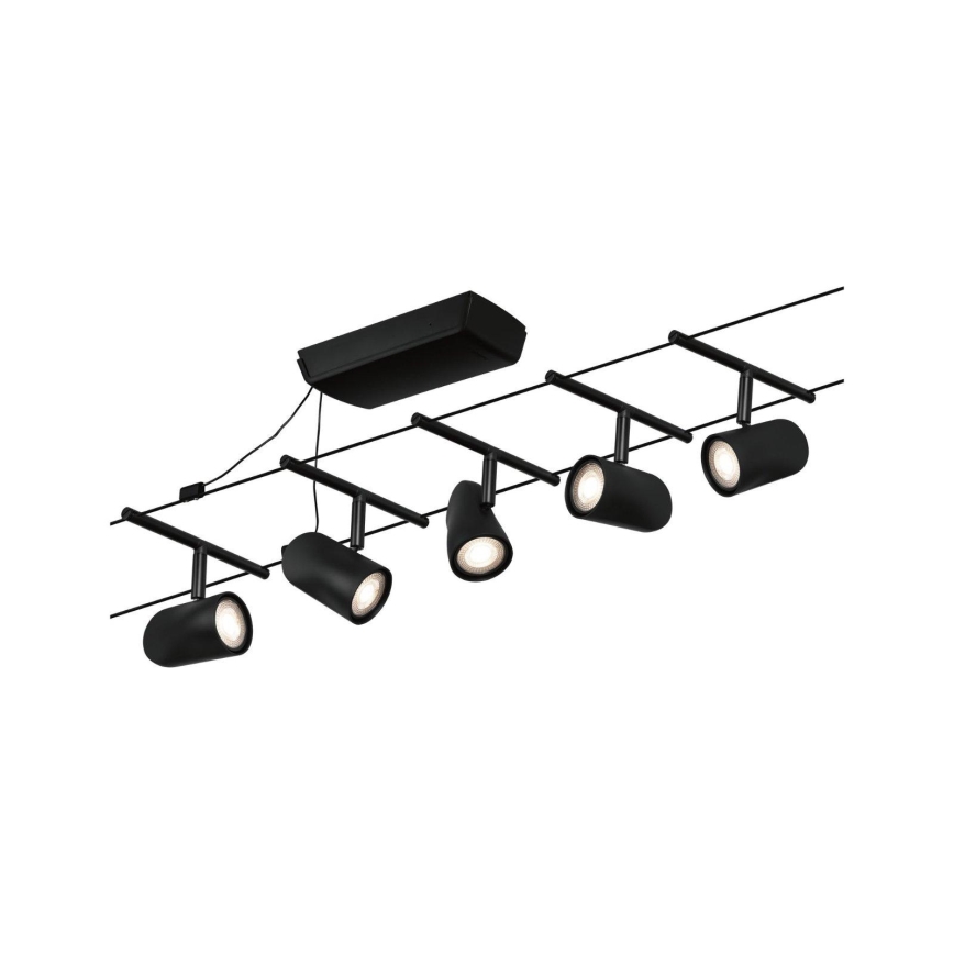 Paulmann 94469 - Set 5xGU5,3/10W, sistem complet pe cablu CUP, 230V, negru
