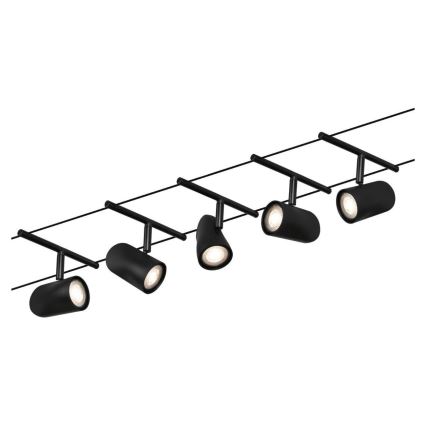 Paulmann 94469 - Set 5xGU5,3/10W, sistem complet pe cablu CUP, 230V, negru