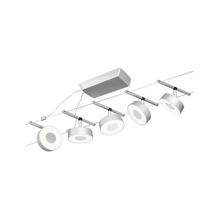 Paulmann 94475 - Set 5 x LED/5W, sistem complet cu cablu CIRCLE 230V, crom mat