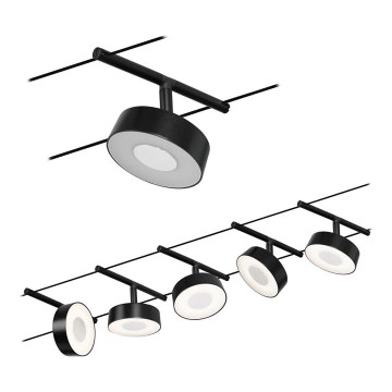 Paulmann 94479 - Set 5x LED/5W, sistem complet cu cablu CIRCLE, 230V, negru