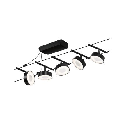 Paulmann 94479 - Set 5x LED/5W, sistem complet cu cablu CIRCLE, 230V, negru