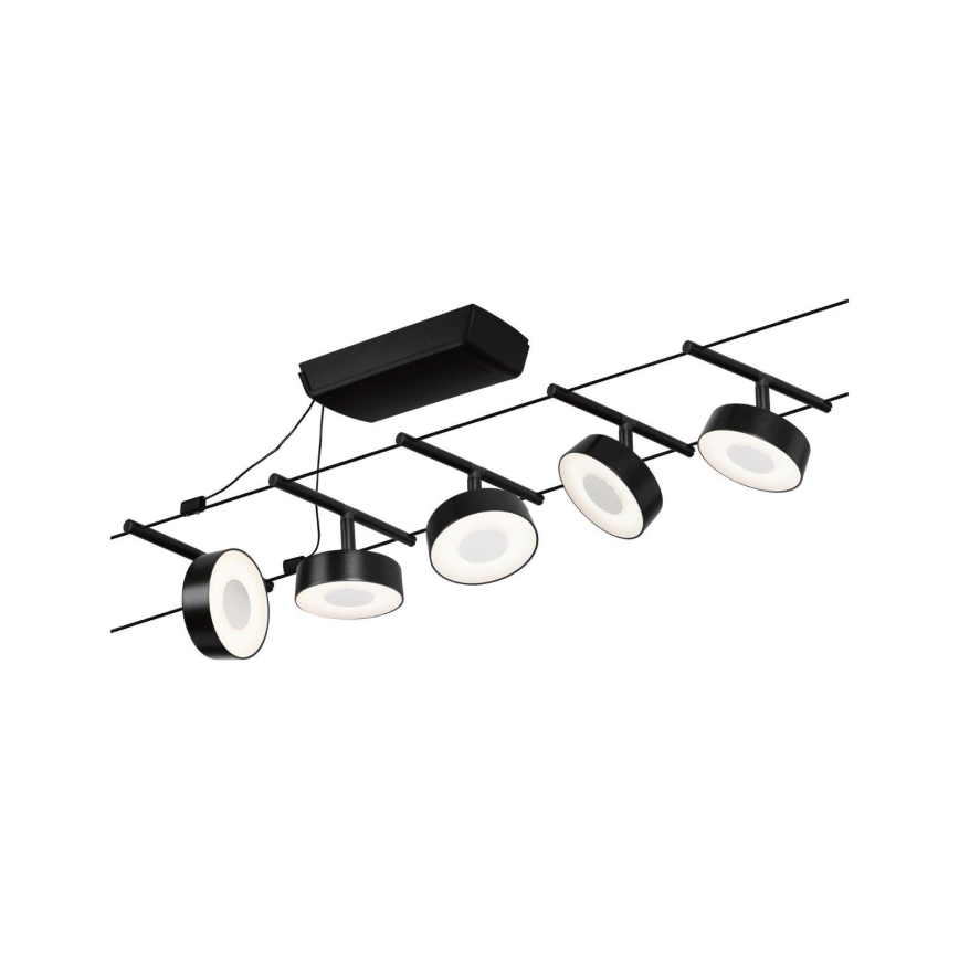 Paulmann 94479 - Set 5x LED/5W, sistem complet cu cablu CIRCLE, 230V, negru