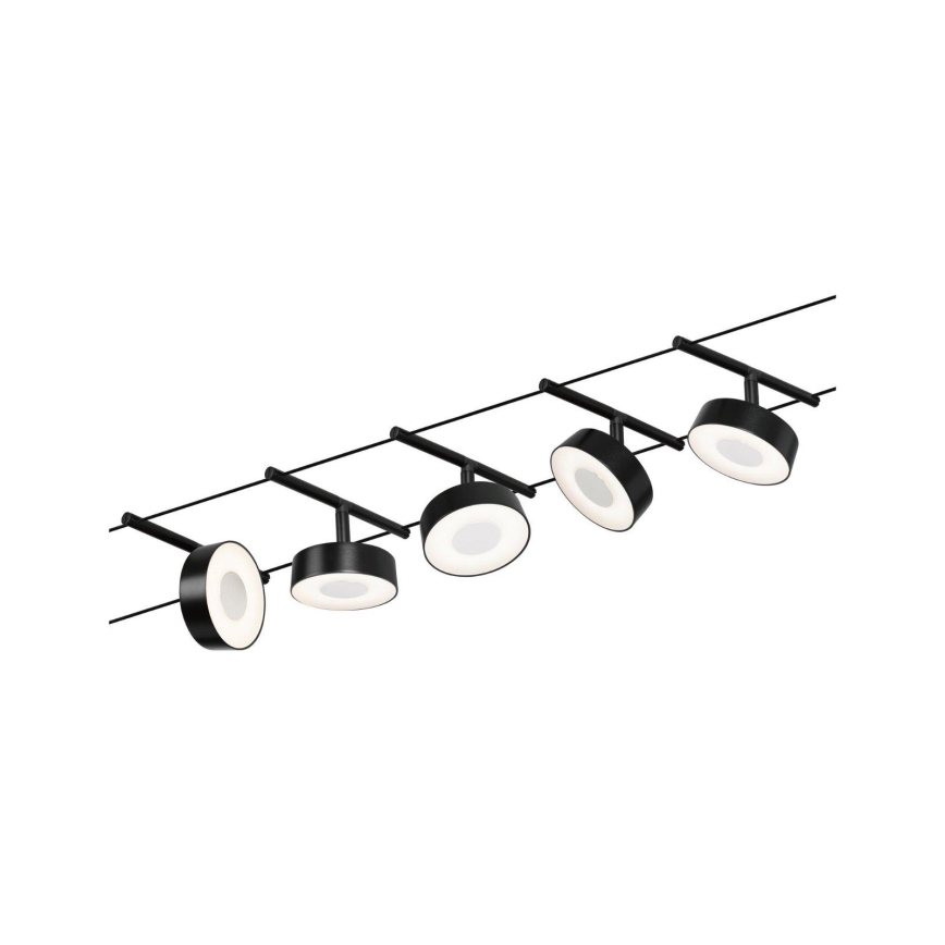 Paulmann 94479 - SET 5xLED/5W Spoturi pentru sistem cu cablu CIRCLE 230V negru