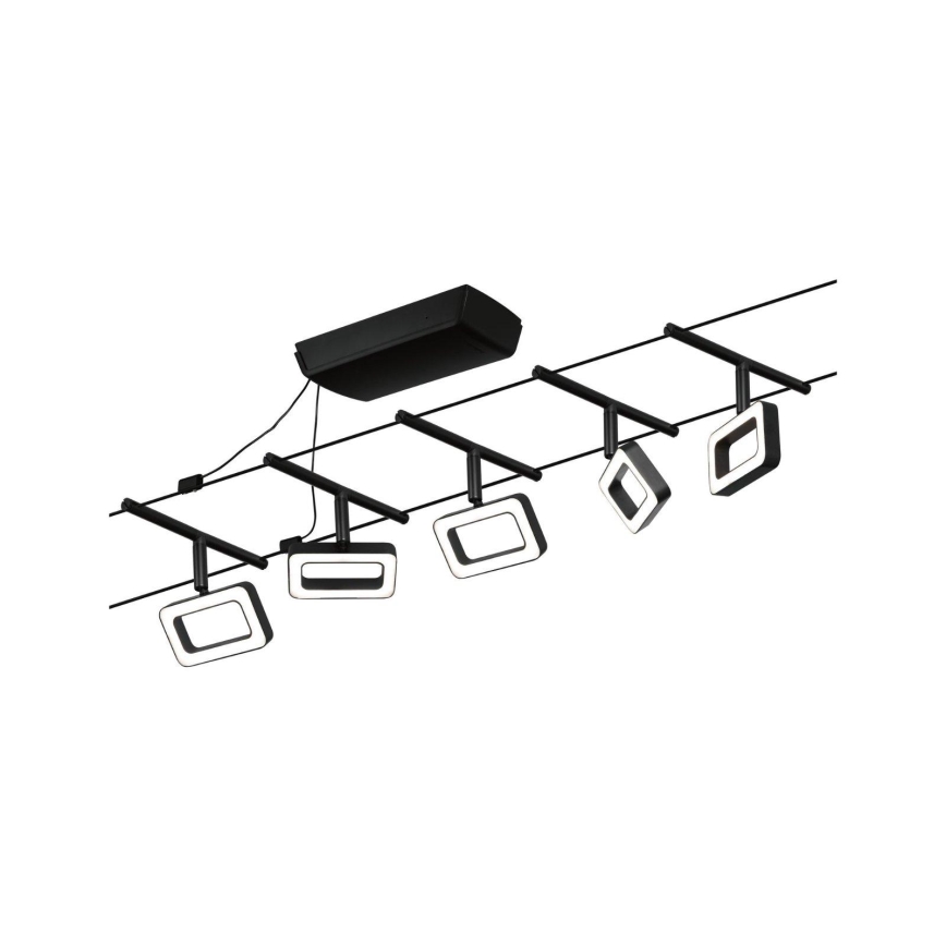 Paulmann 94485 - Set complet 5 x LED (4,8 W), sistem pe cablu FRAME, 230 V, negru