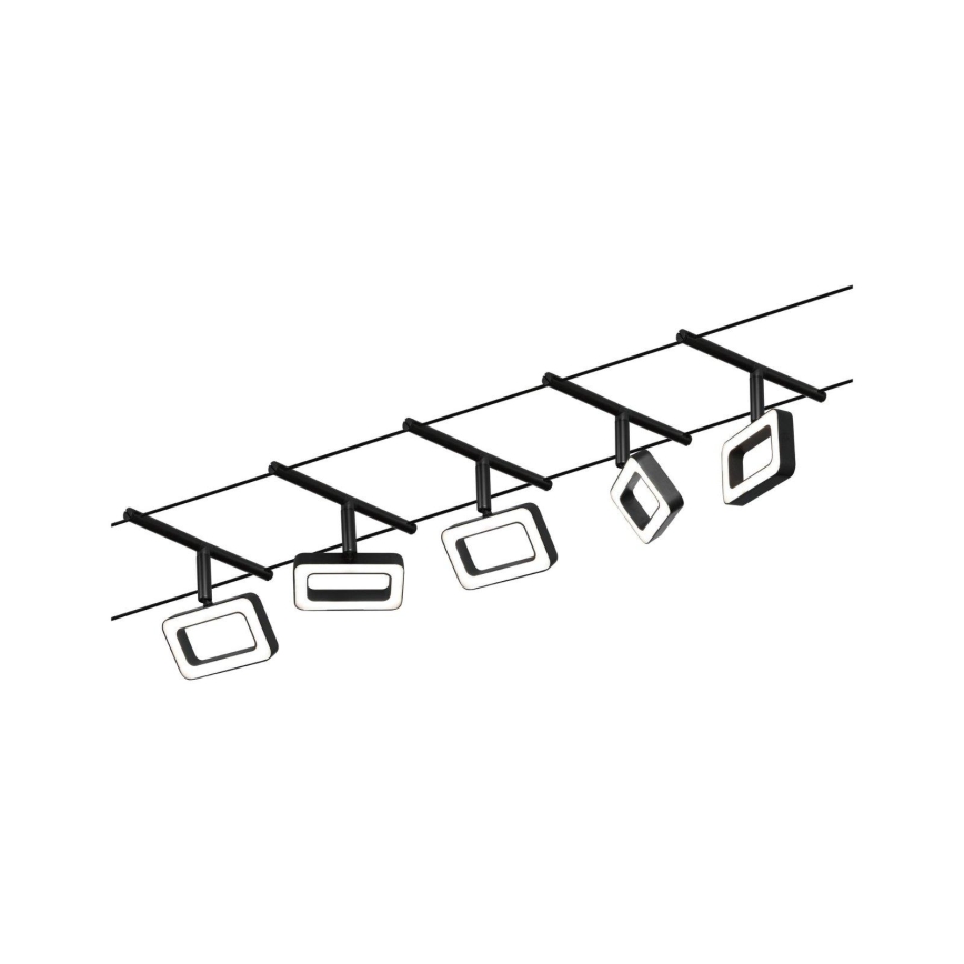 Paulmann 94485 - Set complet 5 x LED (4,8 W), sistem pe cablu FRAME, 230 V, negru