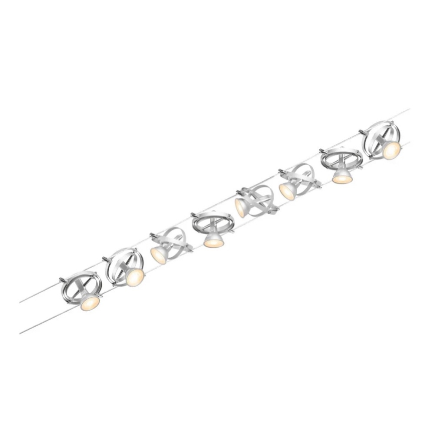 Paulmann 94490 - SET 8xGU5,3/7,5W Spoturi pentru sistemul cu cablu CARDAN 230V crom mat